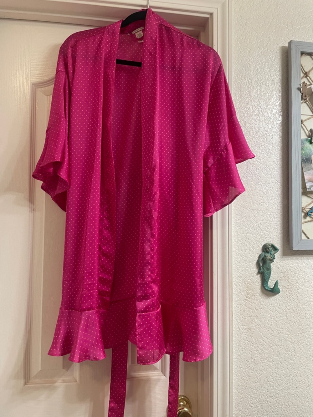 Victoria's Secret Pink Polka Dot Satin Robe